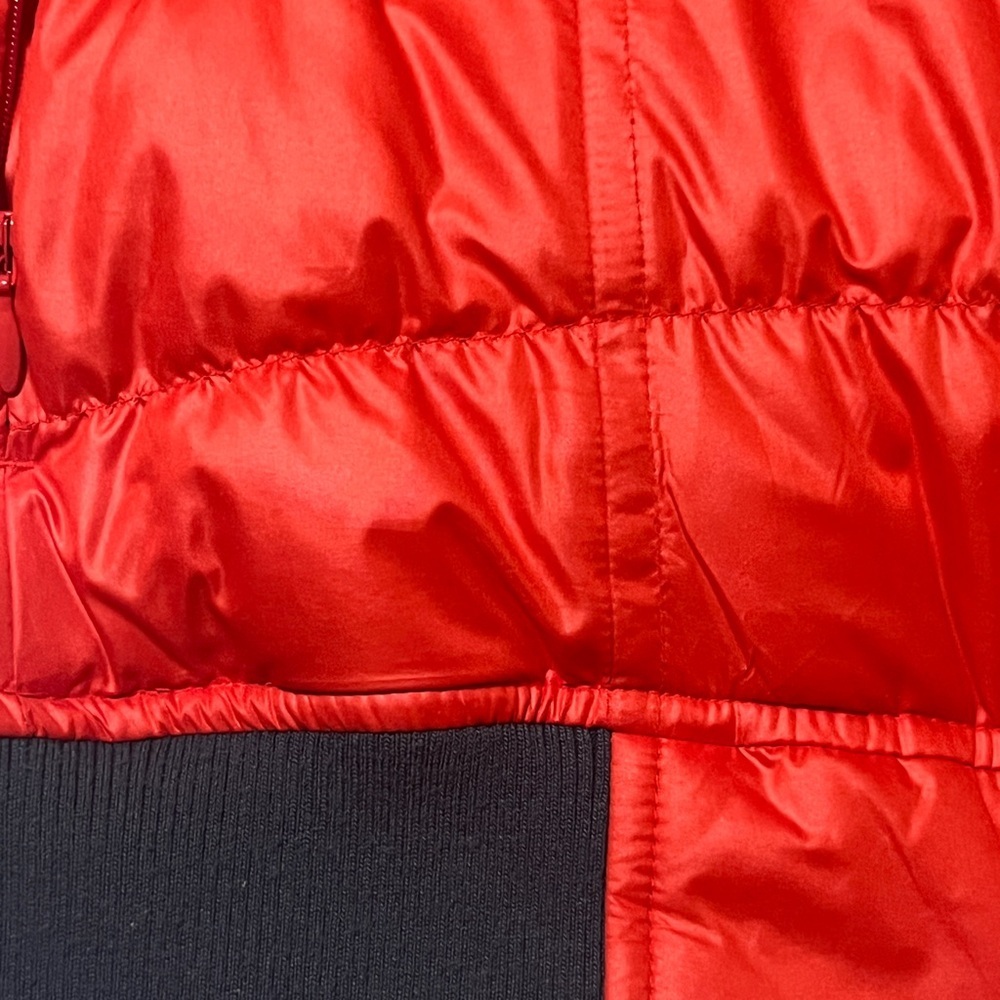 Athleta Goose Down Puffer Bomber Zip Jacket Red Orange Pockets M - Picture 6 of 10